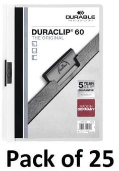 picture of Durable - DURACLIP® 60 Clip Folder - A4 - White - Pack of 25 - [DL-220902]