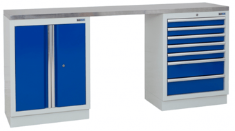 picture of BiGDUG 2041mm Wide Workbench - 2 Door Cupboard - 7 Drawer Cabinet - Stainless Worktop - [BDU-TGC105GBS] - (LP)