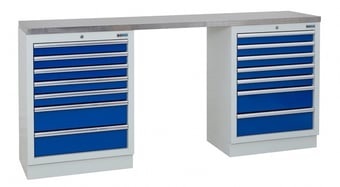 picture of BiGDUG 2041mm Wide Workbench - 2x 7 Drawer Cabinet - Stainless Worktop - [BDU-TGC505GBS] - (LP)
