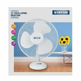 picture of Status Oscillating 12" White Desk Fan - [PD-S12DESKFAN1PKB]