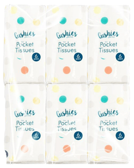 picture of Cushies Pocket Tissues 3-Ply - 6 Pack - [PD-HOM6405]