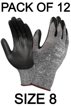 picture of Ansell 11-801 Hyflex Nitrile Foam Coated Grey Gloves - Pair - Size 8 - Pack of 12 - AN-11-801-8X12 - (AMZPK)