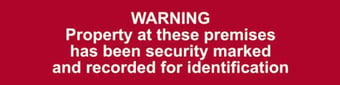picture of Spectrum Warning Property At These Premises Has Been Security Marked.. – PVC 200 x 50mm - SCXO-CI-5253