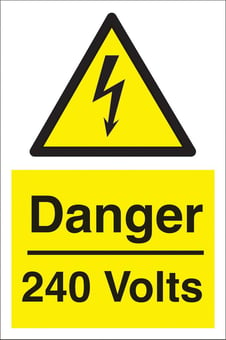 Picture of Danger 240 Volts Sign - 200 x 300Hmm - Rigid Plastic - [AS-WA7-RP]