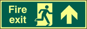 picture of Photoluminescent Fire Exit Sign LARGE - Arrow North - 600 x 200Hmm - Self Adhesive Rigid Plastic - [AS-PH307-SARP]