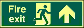 Picture of Photoluminescent Fire Exit Sign LARGE - Arrow North - 600 x 200Hmm - Self Adhesive Rigid Plastic - [AS-PH307-SARP]