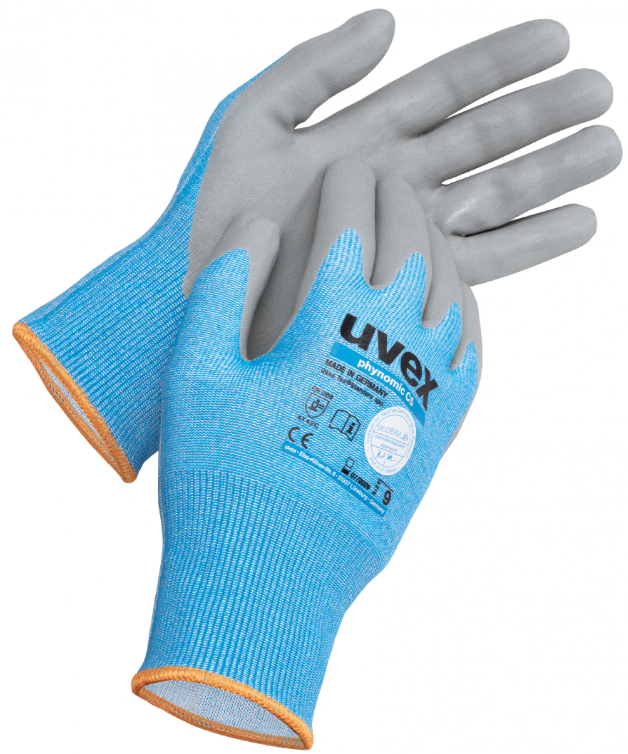 Uvex Phynomic C5 Aqua-Polymer Foam Cut Protection Gloves - Blue/Grey - Pair - TU-60081