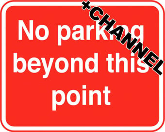 picture of Parking & Site Management - No Parking Beyond This Point Sign With Fixing Channel - FIXING CLIPS REQUIRED - Class 1 Ref BSEN 12899-1 2001 - 600 x 450Hmm - Reflective - 3mm Aluminium - [AS-TR115C-ALU]