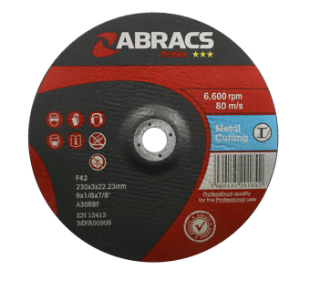 picture of Abracs Proflex 230mm x 3mm x 22mm DPC Metal Cutting Disc - A30S4BF Grade - Box of 25 - [ABR-PF23030DM]