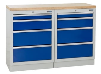 picture of BiGDUG 1361mm Wide Workbench - 2x 4 Drawer Cabinet - Multiplex Worktop - [BDU-TGC33GBM]
