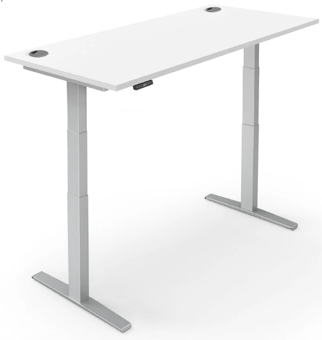 picture of Yo-Yo DESK PRO 2+ Silver Frame with White Desk Top - YYO-YD-PRO-2P-S/1200700WHI
