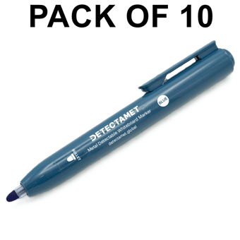 picture of Detectable Retractable Whiteboard Marker - Blue Bullet Tip - Pack of 10 - [DT-145-A05-P01-A07]