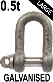 picture of 0.5t WLL Galvanised Large Dee Shackle c/w Type A Screw Collar Pin - 3/8" X 1/2" - [GT-HTLDG.5]