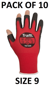 picture of TraffiGlove Metric 3 Exposed Fingertips Gloves - Size 9 - Pack of 10 - TS-TG1220-9X10 - (AMZPK2)