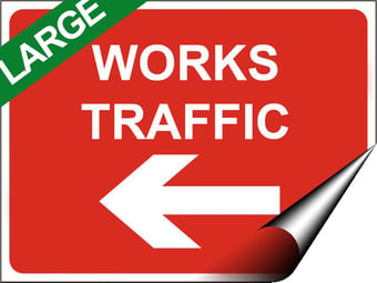 Picture of Temporary Traffic Signs - Works Traffic Left Arrow LARGE - 600 x 450Hmm - Self Adhesive Vinyl - [IH-ZT42L-SAV]