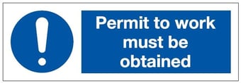 Picture of Permit to Work Sign LARGE - 600 x 200Hmm - Self Adhesive Vinyl - [AS-MA105-SAV]