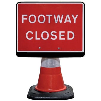 Picture of JSP - PortaCone Sign - Footway Closed - 100% Re-Processed LDPE - Cone not Included - [JS-HCA100-201-100] - (DISC-W)