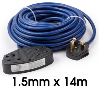 picture of Elite 240 Volt 14 Metre Extension Lead 1.5mm With 2 Gang - [HC-EXL142302G]