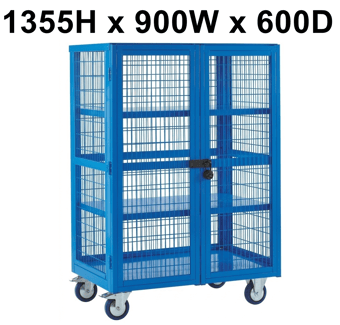picture of QMP Boxwell Trolley With Doors - Dark Blue - Steel - 1355H x 900W x 600D - [QM-XD139060MBXX] - (LP)