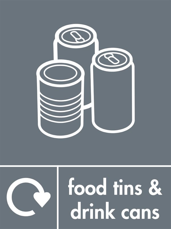 picture of Recycling Signs - Food Tins & Drink Cans - 300 X 400Hmm - Rigid Plastic - [AS-WR34-RP]