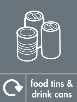 Picture of Recycling Signs - Food Tins & Drink Cans - 300 X 400Hmm - Rigid Plastic - [AS-WR34-RP]