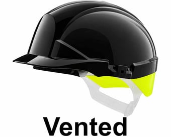 picture of Centurion Reflex Black Safety Helmet with Hi Vis Yellow Rear Flash - Vented - Slip Ratchet - [CE-S12KHVYA] (LP)