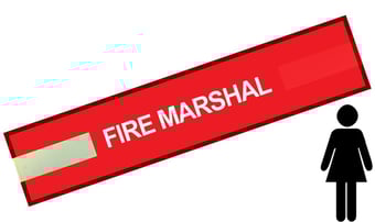 picture of Red - Ladies Pre Printed Arm band - Fire Marshal - 10cm x 45cm - Single - [IH-ARMBAND-R-FM-W-S]
