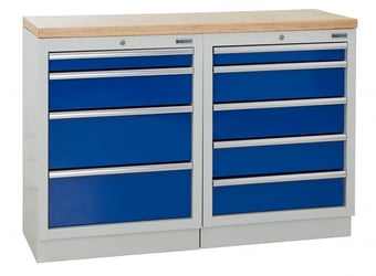 picture of BiGDUG 1361mm Wide Workbench - 4 Drawer Cabinet - 5 Drawer Cabinet - Multiplex - [BDU-TGC34GBM] - (LP)