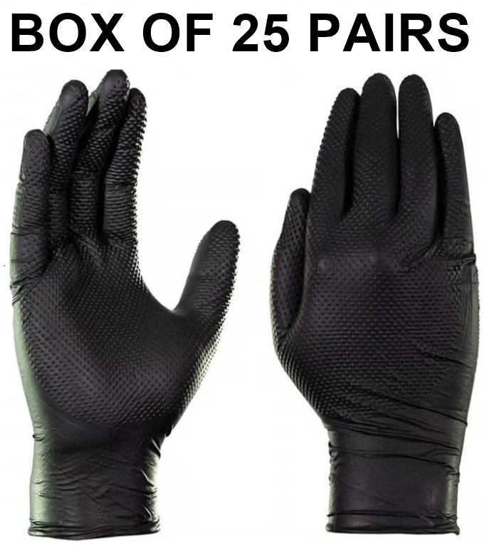 Supreme TTF Diamond Grip Black Disposable Gloves - Nitrile