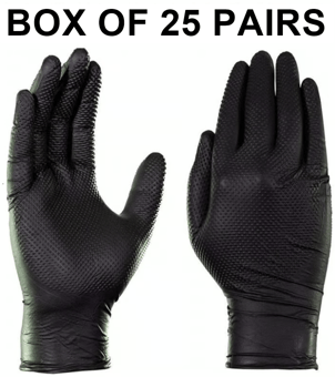 picture of Supreme TTF Diamond Grip Black Disposable Gloves - Nitrile - Powder-Free -  Box of 25 Pairs - HT-TTF-8G-B