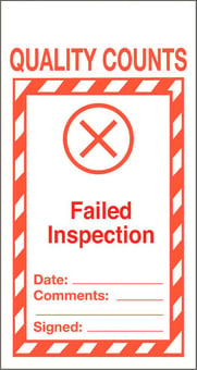 picture of Tye Tags - Failed Inspection - 80 X 150Hmm (Pack of Ten) - Flexible Plastic - [AS-QU18-PVC]