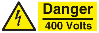 Picture of Danger 400 Volts Sign - 300 x 100Hmm - Rigid Plastic - [AS-WA246-RP]