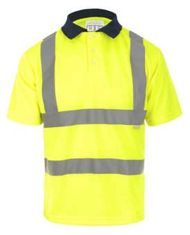picture of Hi Vis Value Yellow Polo Shirt - Navy Collar - BI-35