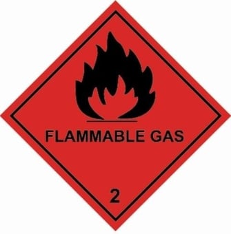 picture of UN Hazard Warning Diamond Label - 250 x 250mm - Self Adhesive Placard - FLAMMABLE GAS (Class 2) - [HZ-HZ230] 