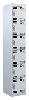 picture of QMP Tool Charging Locker - Perforated Door - Standard Plug - 6 Compartment - Light Grey - 1800H x 450W x 450D mm - [QM-BL1845456LPX]