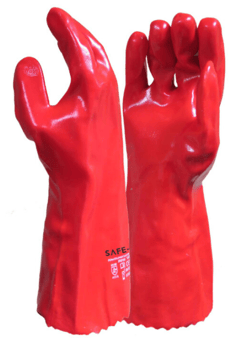 picture of Safe-T Fully Dipped PVC Gauntlet Gloves Red 35cm - TX-STGP1335 - (NICE)