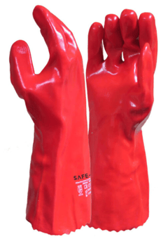 Picture of Safe-T Fully Dipped PVC Gauntlet Gloves Red 35cm - TX-STGP1335