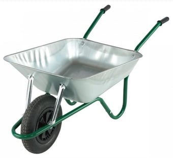 Picture of Walsall Easiload Wheelbarrow - 85 Litre All Galvanised Builders Barrow - Pneumatic Wheel -[WB-BEASGVP]