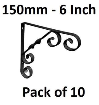 picture of Scroll Bracket - Black Wrought Iron - 150mm (6") - Pack of 10 - [CI-AB34L]