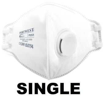 picture of Portwest FFP3 Valved Dolomite Fold Flat Respirator - Single - [PW-P351WHR]