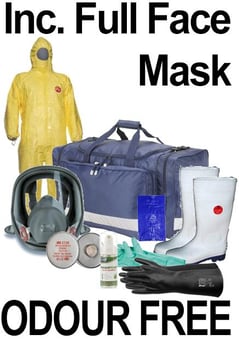 picture of PROFESSIONAL Odour Free Comprehensive Ebola Clean Up Safety Kit In Spacious Work Bag - With Full Face Mask - IH-EBOLAKIT-ODFREE-COMPRE