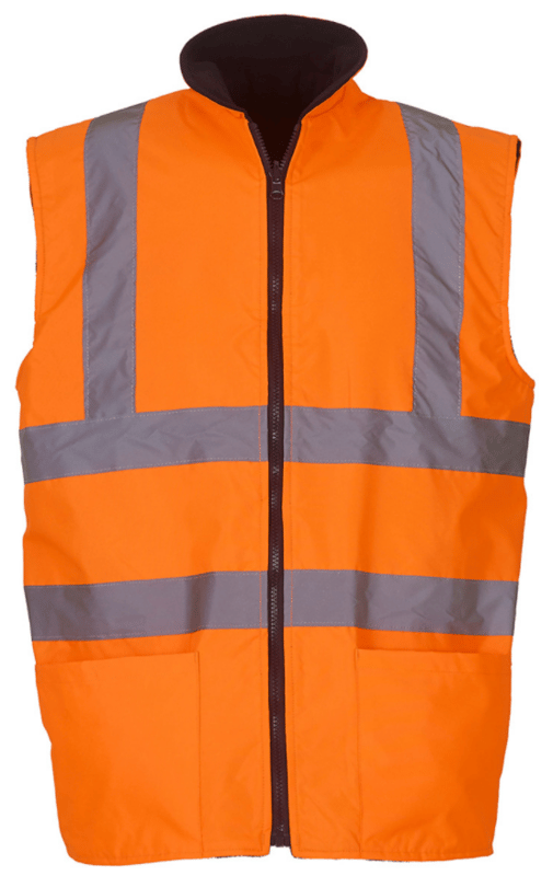 picture of Yoko Hi-Vis Reversible Orange Fleece Vest - BT-HV008F-HVO