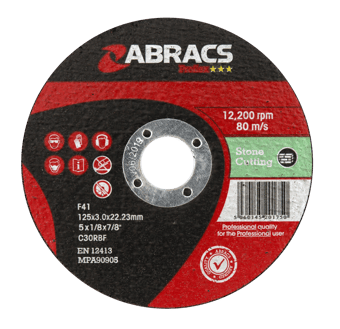 picture of Abracs Proflex 125mm x 3mm x 22mm Flat Stone Cutting Disc - C30S4BF Grade - Box of 25 - [ABR-PF12530FS]