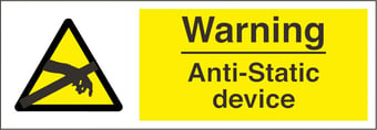 Picture of Warning Anti-Static Device Sign LARGE - 600 X 200Hmm - Rigid Plastic - [AS-WA78-RP]