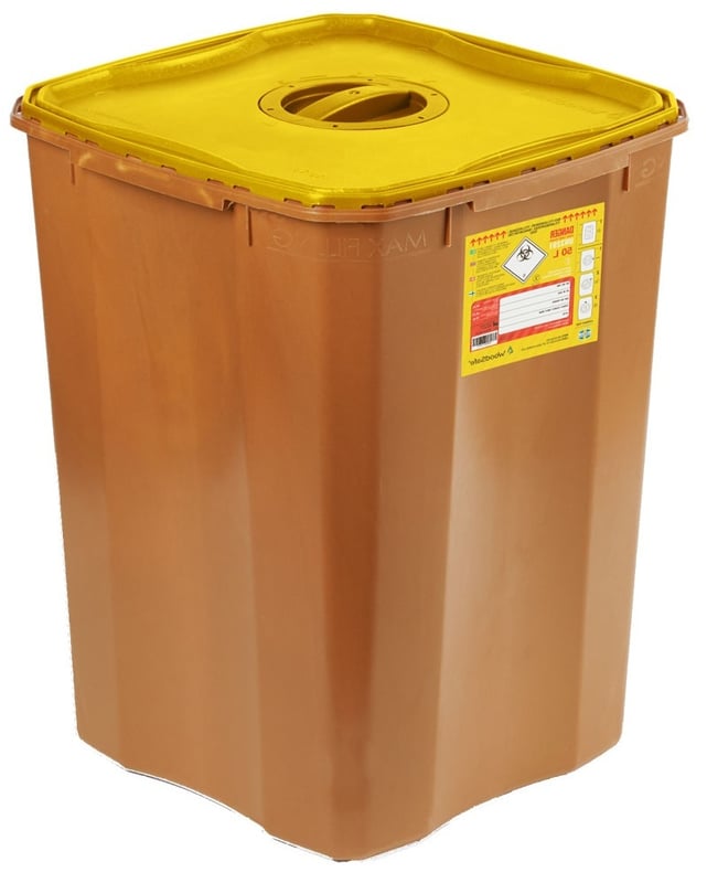 WoodSafe Sharps Bin Lid And Screw Fit Cap - 50 Litre - Brown - [BE-CM0928]