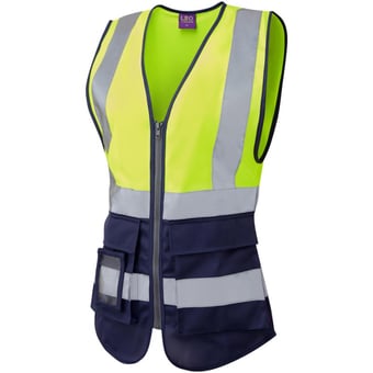 Picture of Lynmouth Hi-Vis Yellow/Navy Women's Superior Waistcoat - LE-WL11-Y/NV - (PS) (DISC-R)