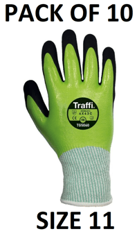 picture of TraffiGlove TG5060 Safe To Go X-Dura Nitrile Fully Coated Waterproof Gloves - Size 11 - Pack of 10 - TS-TG5060-11X10 - (AMZPK2)