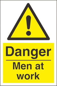 picture of Danger Men at Work Sign - 200 x 300Hmm - Rigid Plastic [AS-WA71-RP]