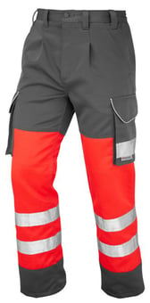 Picture of Bideford - Hi-Vis Red/Grey Poly/Cotton Cargo Trouser - Regular Leg - LE-CT01-R/GY-R
