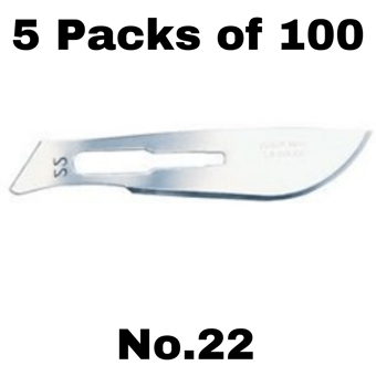 picture of Single Use Sterile - Scalpel Blades No.22 - 5 Packs of 100 - [ML-W814-PACK]
